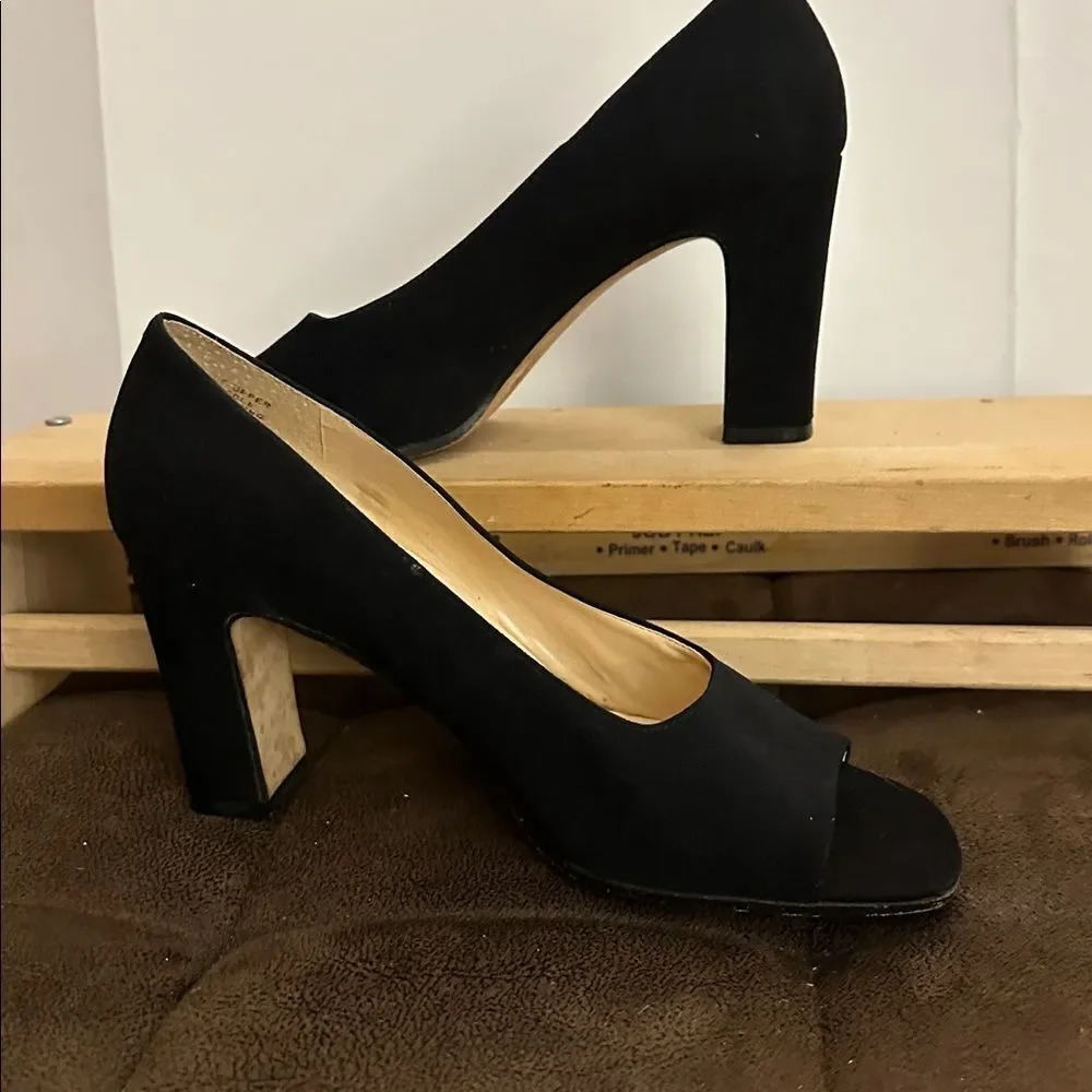 Nine West Black Peep-Toe Heels